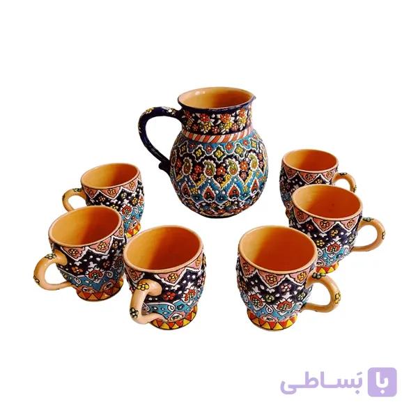 ست 7 تکه پارچ و لیوان میناکاری — تصویر 1