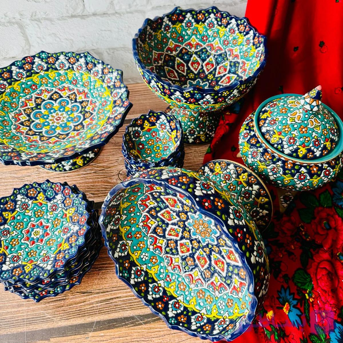 ست کامل پذیرایی میناکاری ۱۶ پارچه — تصویر 1