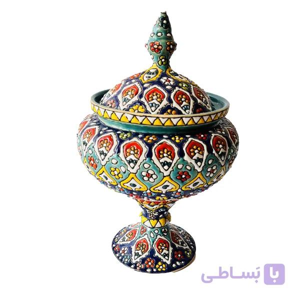 شکلات خوری تک پایه میناکاری روی سفال کد 407 — تصویر 1
