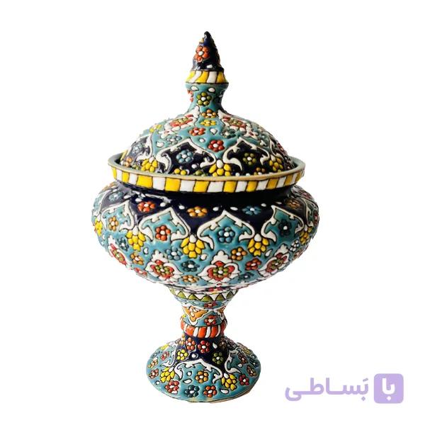شکلات خوری تک پایه میناکاری روی سفال کد 410 — تصویر 1