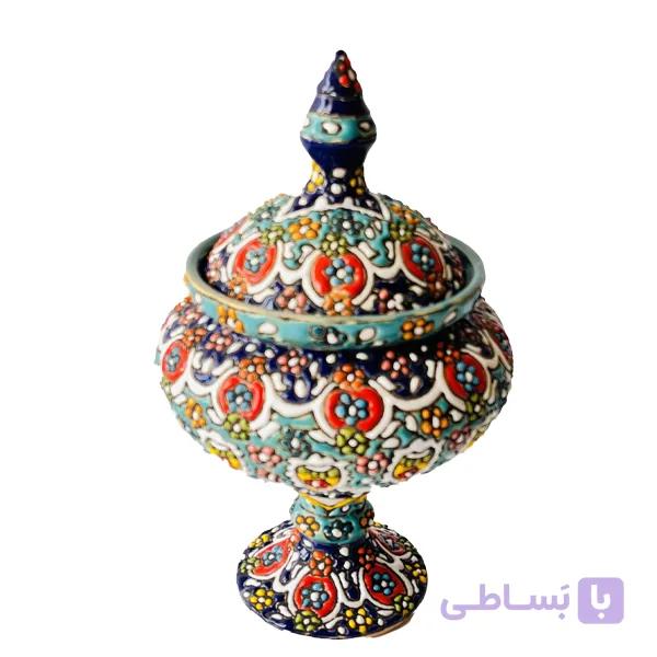 شکلات خوری تک پایه میناکاری روی سفال کد 411 — تصویر 1