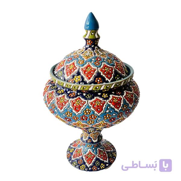 شکلات خوری تک پایه میناکاری روی سفال کد 408 — تصویر 1