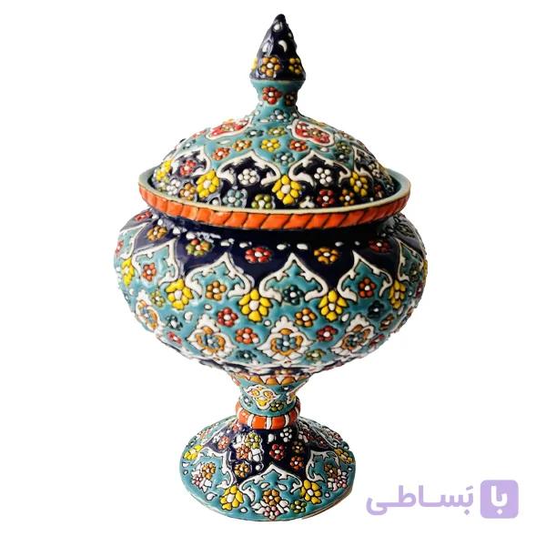 شکلات خوری تک پایه میناکاری روی سفال کد 406 — تصویر 1