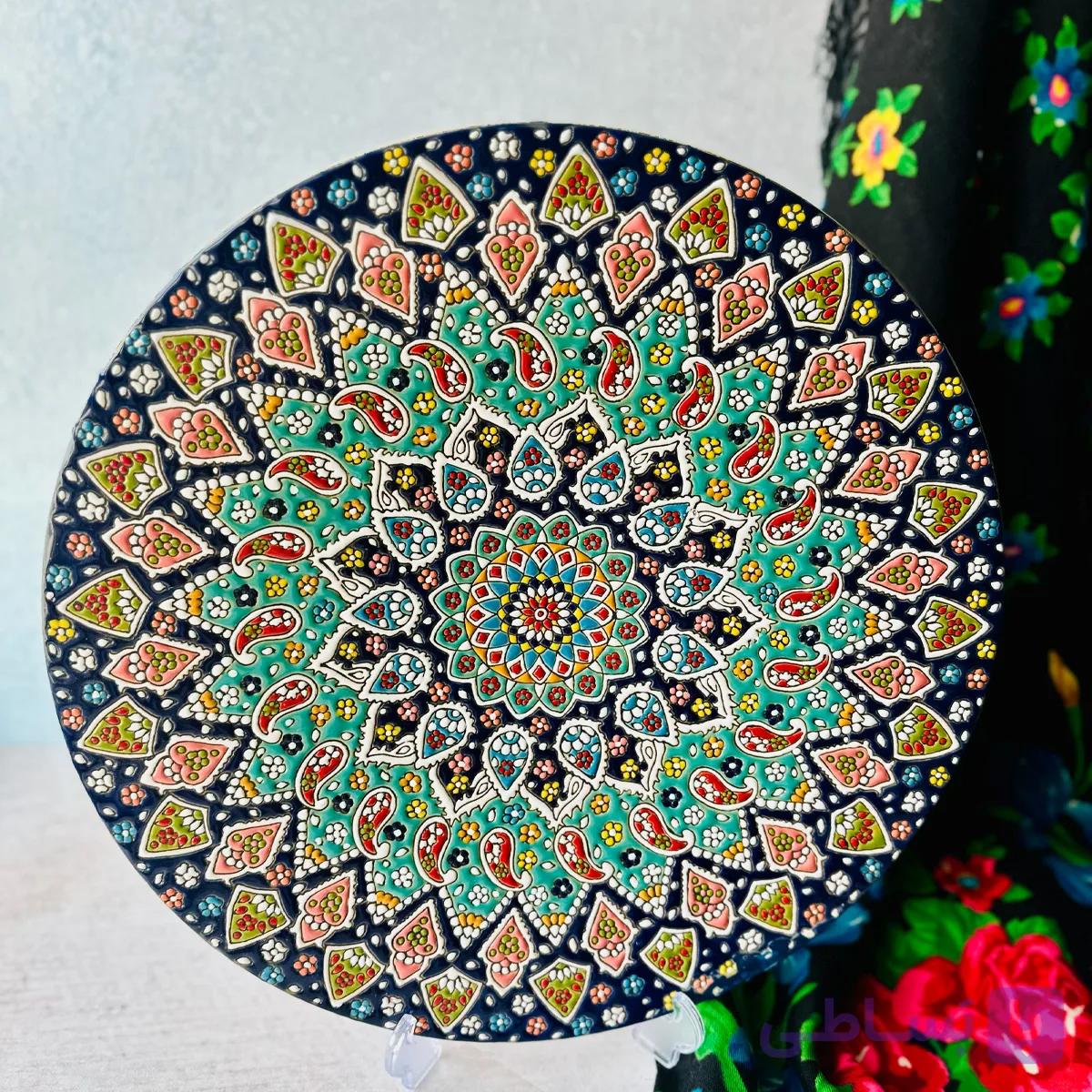 بشقاب میناکاری روی سفال ۴۰ سانتی — تصویر 1