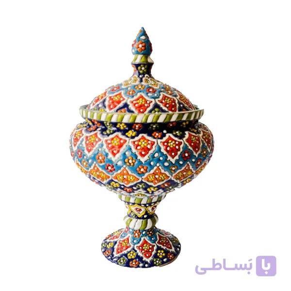شکلات خوری تک پایه میناکاری روی سفال کد 409 — تصویر 1