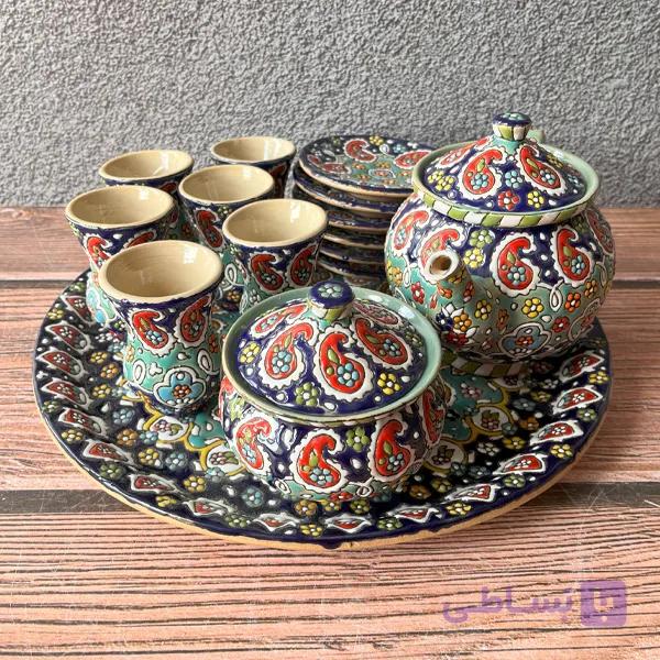 ست چای‌خوری میناکاری ۱۷ پارچه — تصویر 1