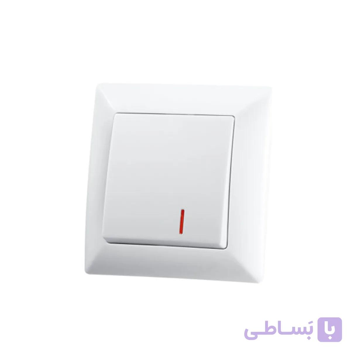 کلید تک توکار ایران الکتریک مدل الیزه اقتصادی سفید