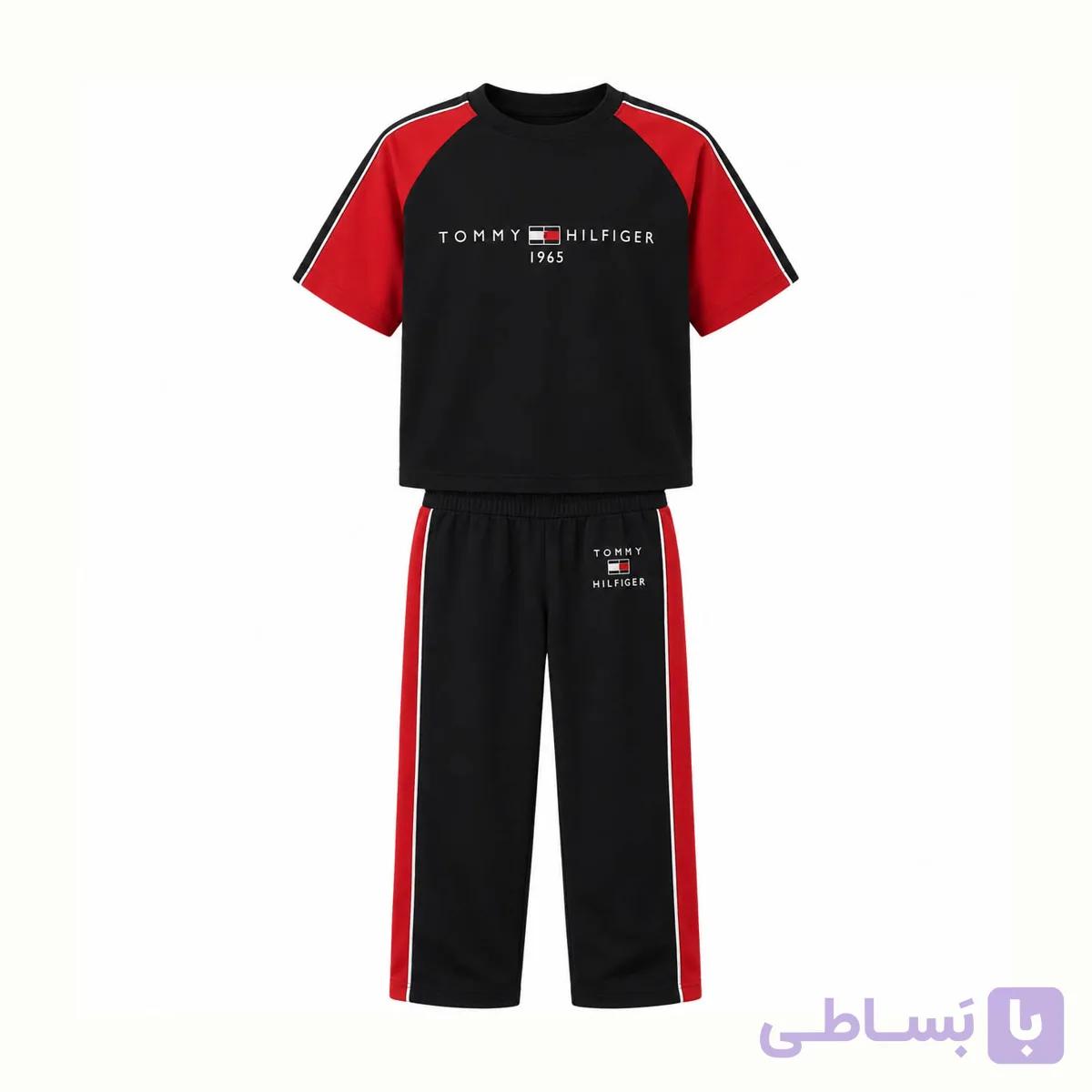 ست تی شرت شلوار آستین سه ربع تکه دوزی