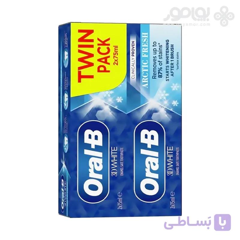 خمیر دندان دو قلوی 3D WHITE اورال بی مدل ARCTIC FRESH — تصویر 1