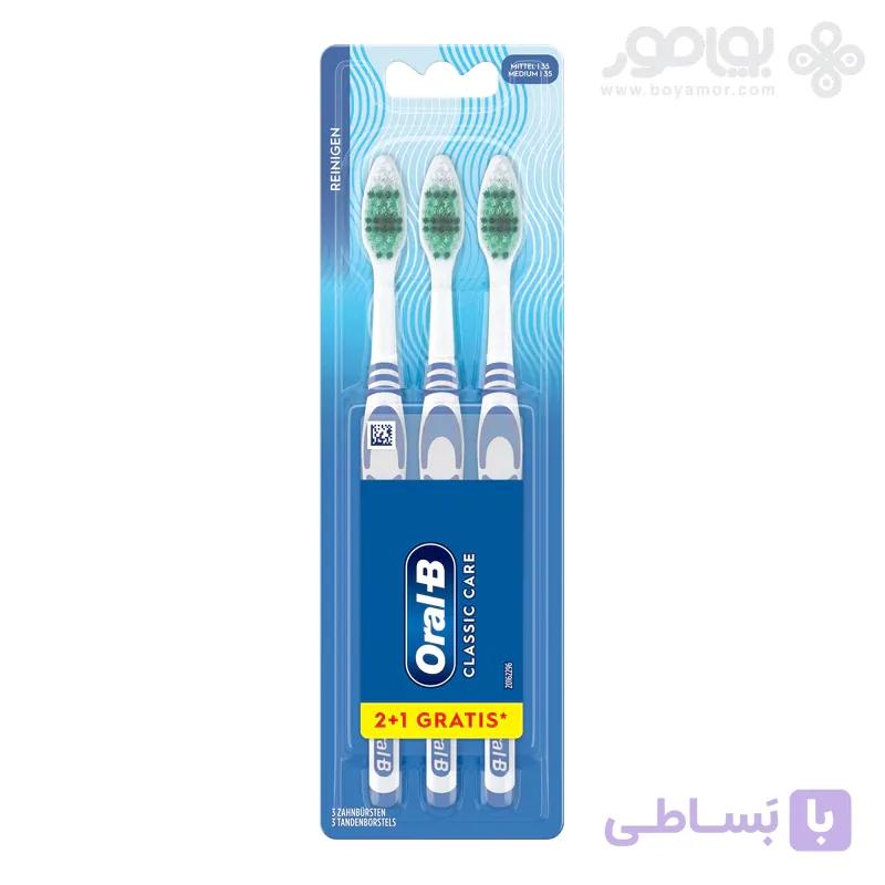 مسواک اورال بی مدل CLASSIC CARE متوسط بسته 3 عددی