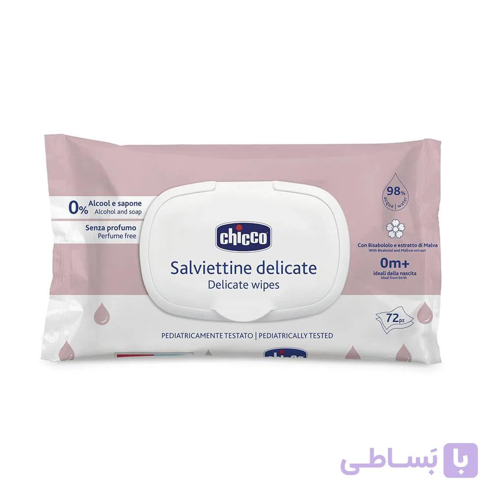 دستمال مرطوب کودک چیکو Chicco بدون عطر بسته 72 عددی — تصویر 1