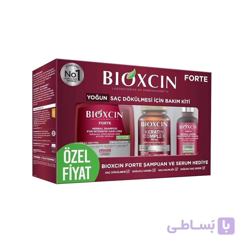 پک ضد ریزش بیوکسین فورت Bioxcin Forte مجموعه شامپو ، سرم و قرص ضد ریزش — تصویر 1