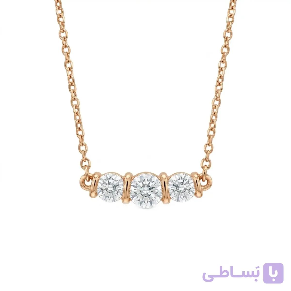 گردنبند استیل زنانه ژوپینگ مدل سه نگین مینیمال کد 512 — تصویر 1