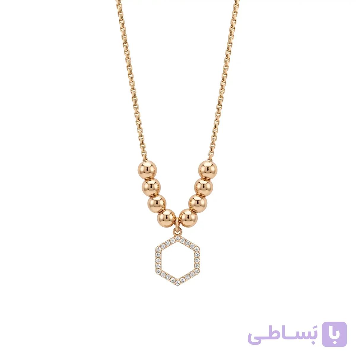 گردنبند زنانه ژوپینگ مدل گوی و پلاک نگین کد 509 — تصویر 1