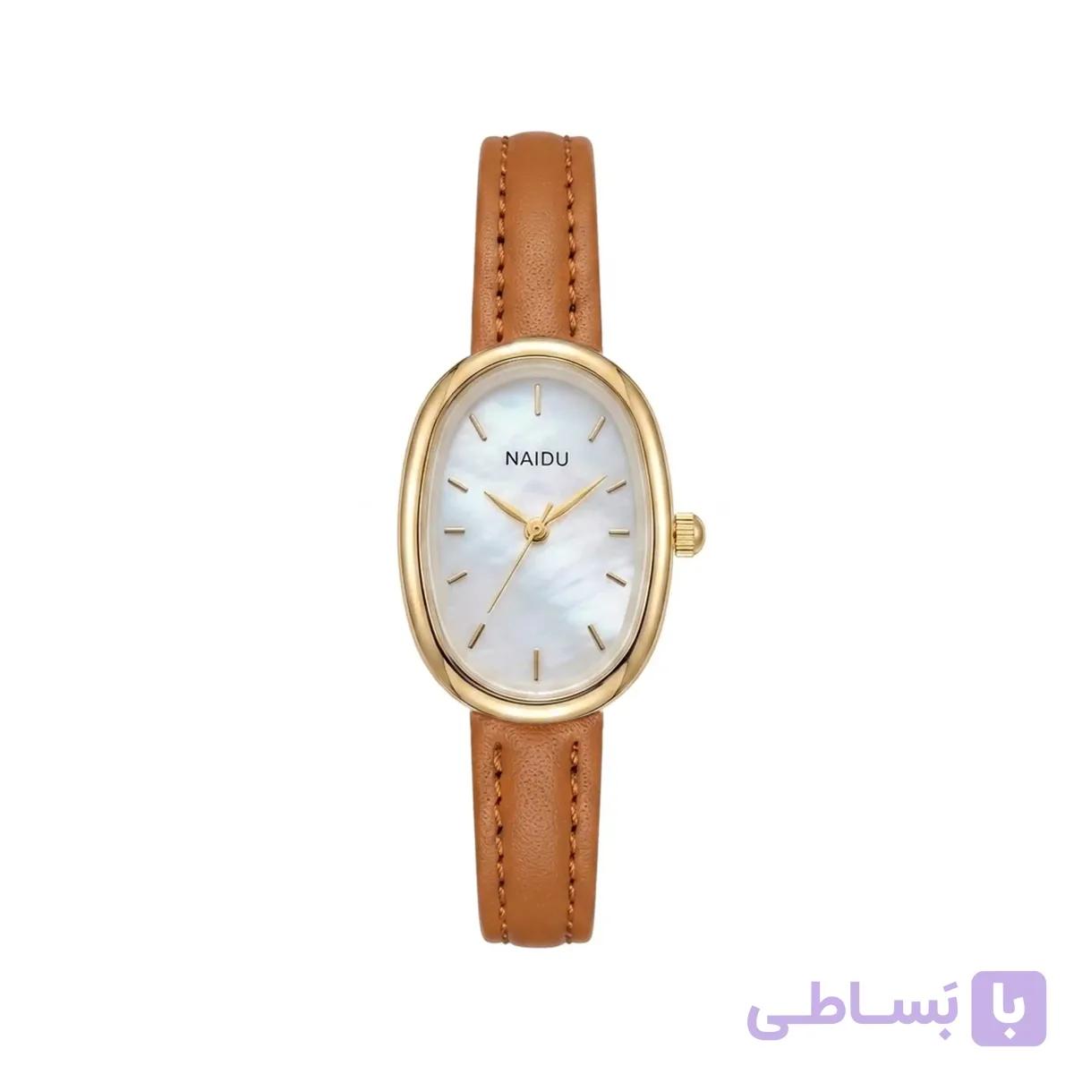 ساعت مچی عقربه‌ای زنانه نایدو مدل مینیمال بیضی چرم کد 912 — تصویر 1