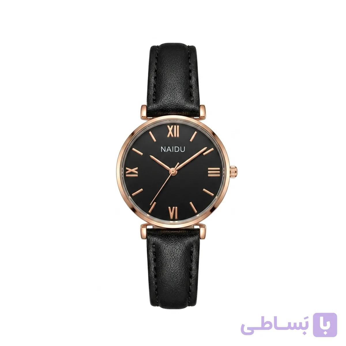 ساعت مچی عقربه ای زنانه نایدو مدل مینیمال دایره چرم کد 911 — تصویر 1
