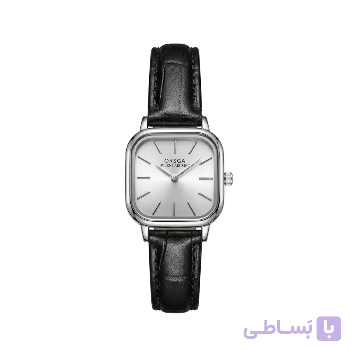 ساعت مچی عقربه ای زنانه اورسگا مدل مربع سیلور کلاسیک چرم طبیعی کد 915 — تصویر 1