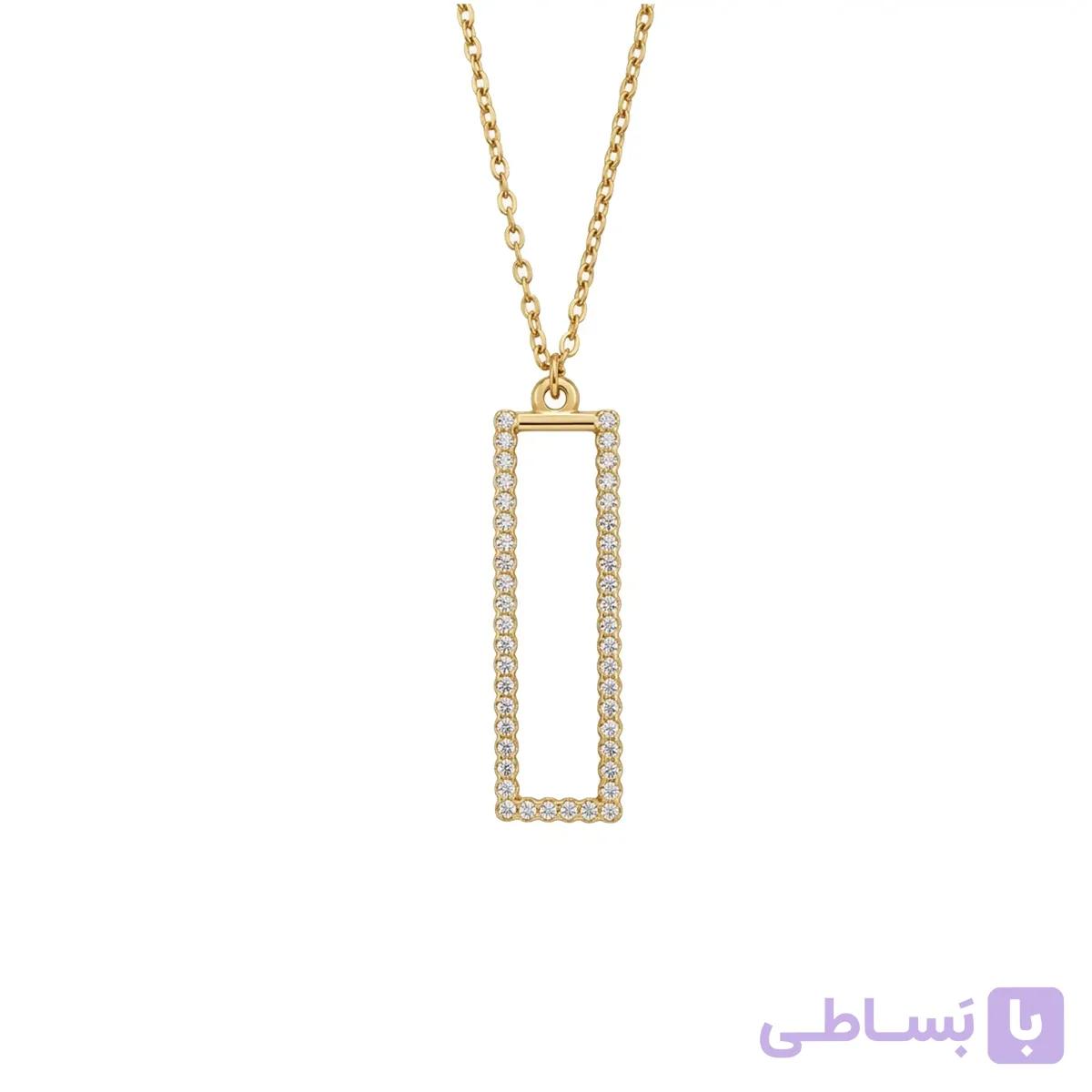 گردنبند استیل زنانه مدل مستطیل فول نگین مینیمال کد 513 — تصویر 1