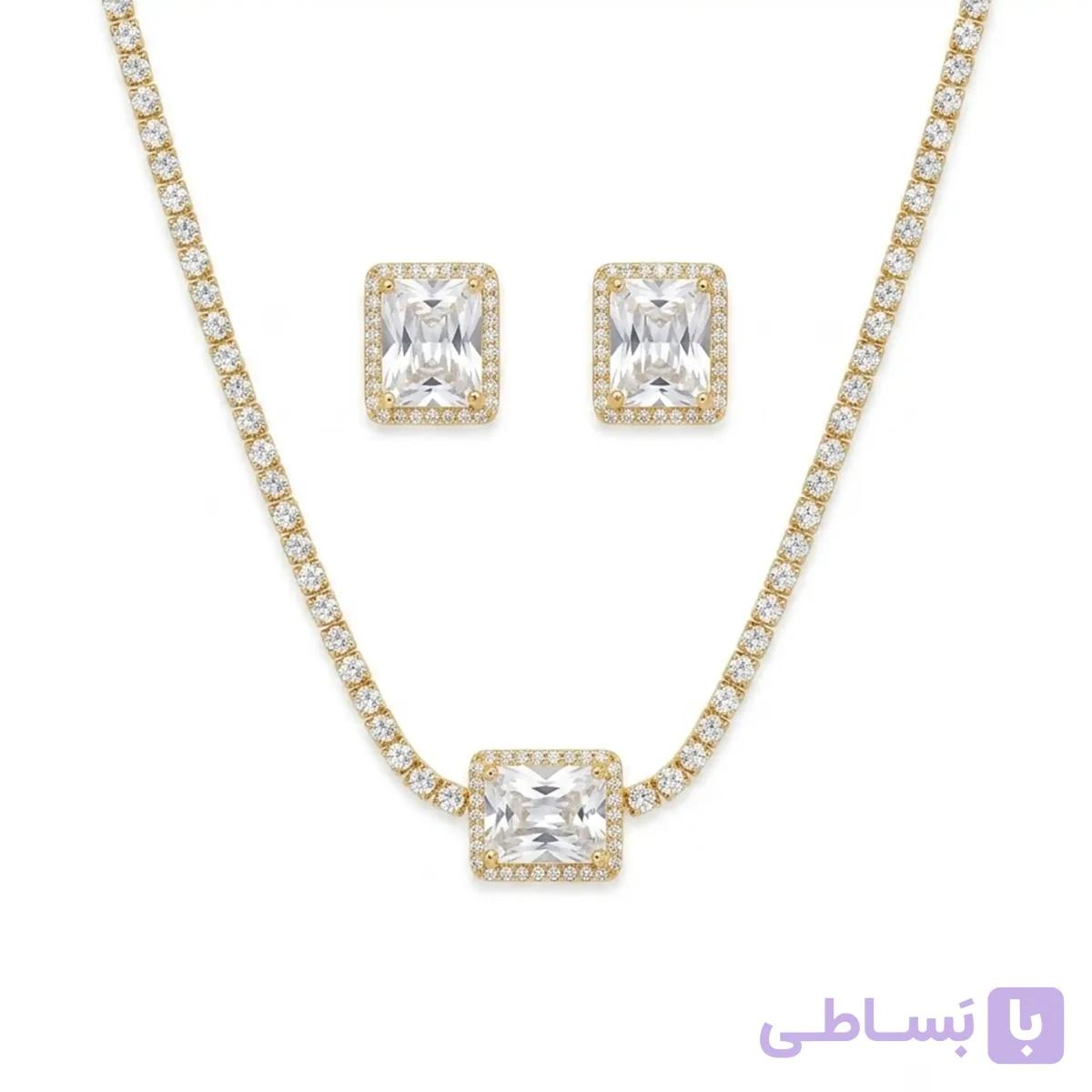 نیمست استیل زنانه مدل مربع تنیسی فول نگین کد 505 — تصویر 1
