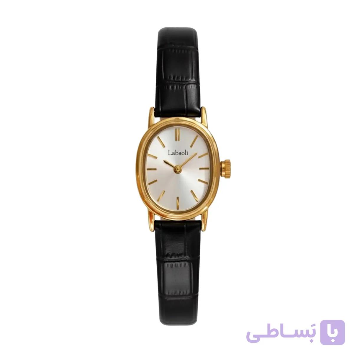 ساعت مچی عقربه ایی زنانه کوارتز بند چرم طبیعی ظریف کلاسیک کد 142 بیضی — تصویر 1