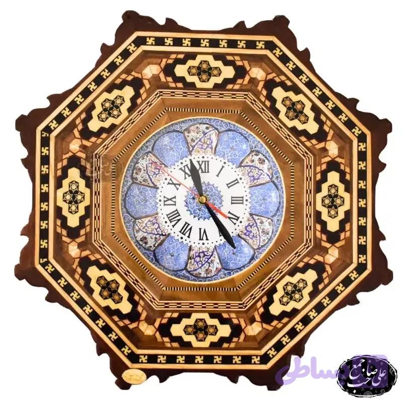 ساعت دیواری خاتم‌کاری اصل اصفهان قاب میناکاری ۵۰ سانتی‌متر کد 303 — تصویر 1
