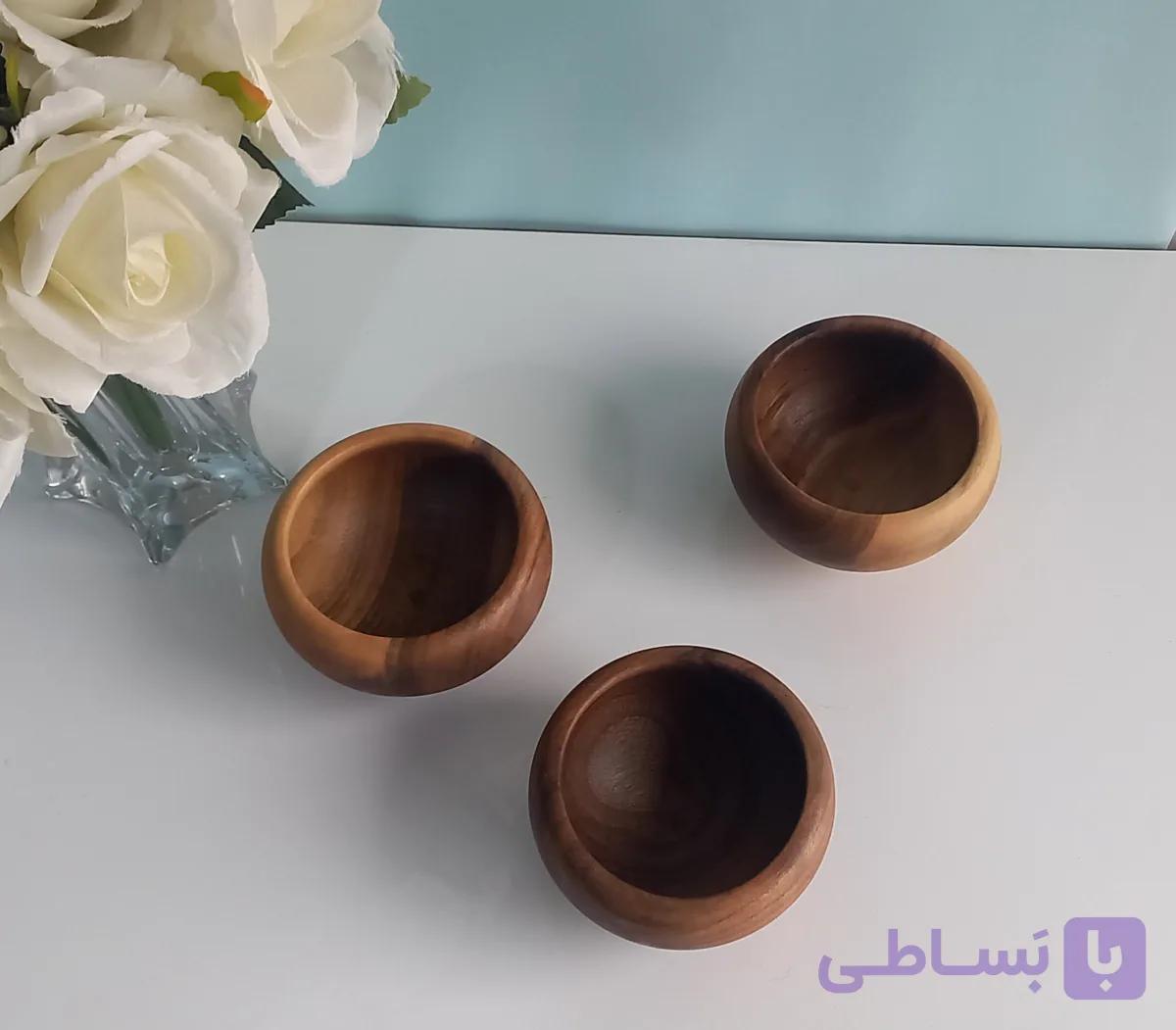 کاسه یا پیاله گرد خمره ای چوبی گردو