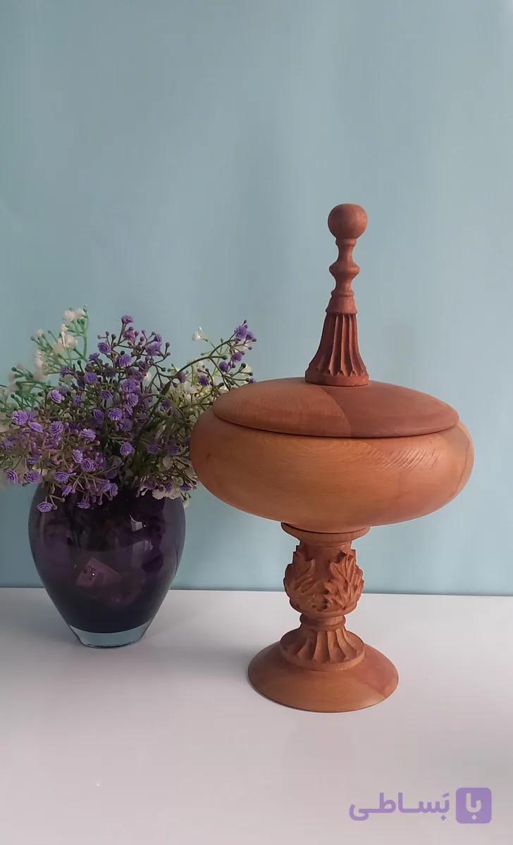 شکلات خوری چوبی پایه در منبت و خراطی شده درب دار چوب راش