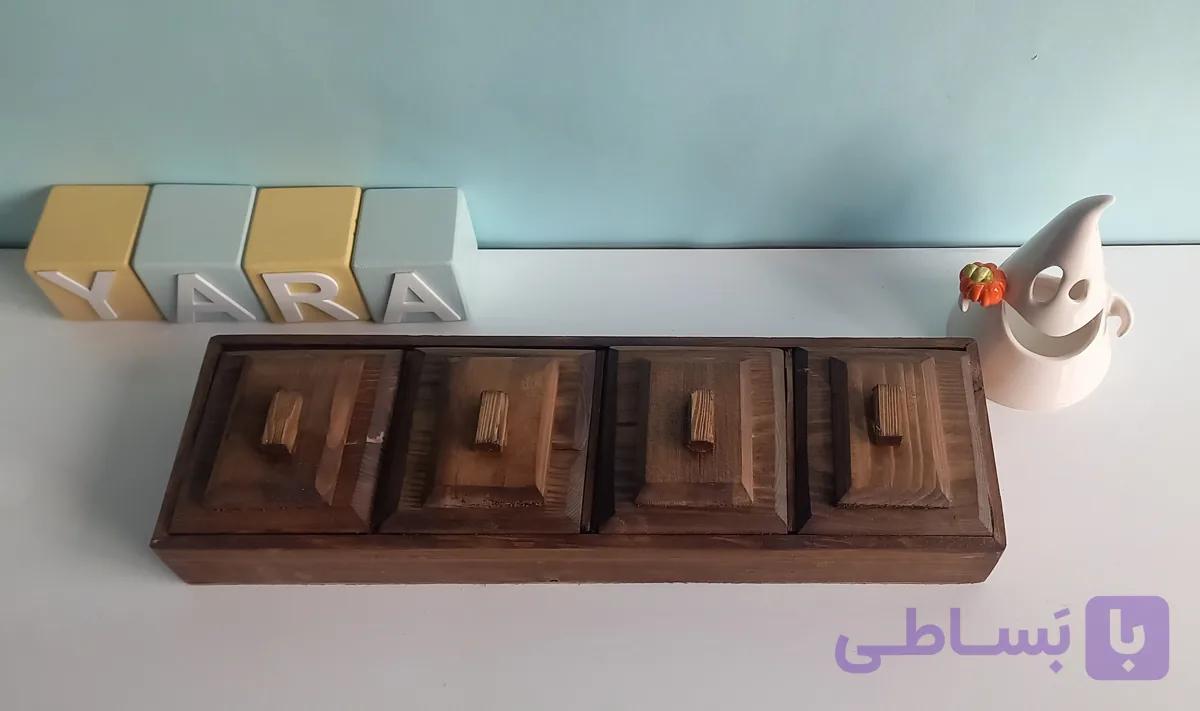 اردو خوری درب دار چوبی ۴ خانه چوب روس کد ou4