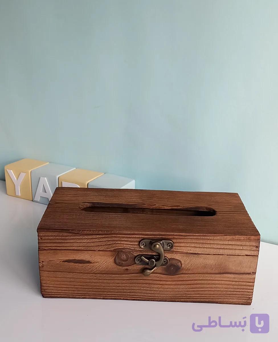 جعبه دستمال کاغذی قفلدار چوبی چوب روس کد hm 036