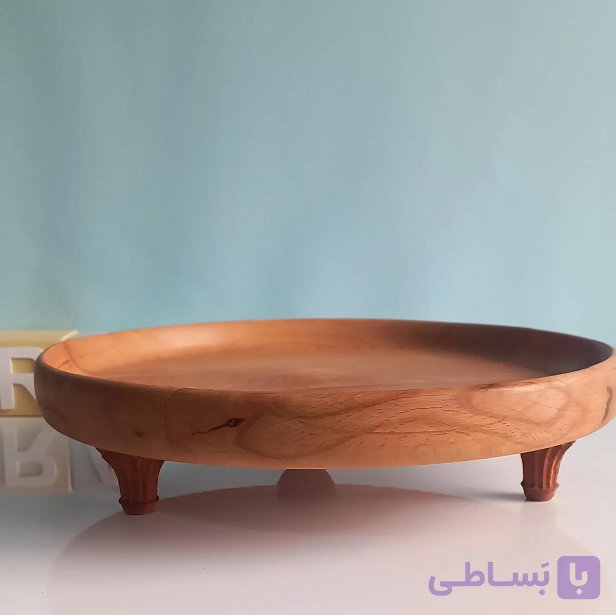 سینی پذیرایی پایه منبت چوب راش قطر ۳۰