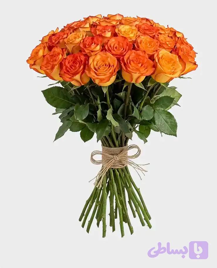 دسته گل رز هلندی نارنجی (کد G1L6M)