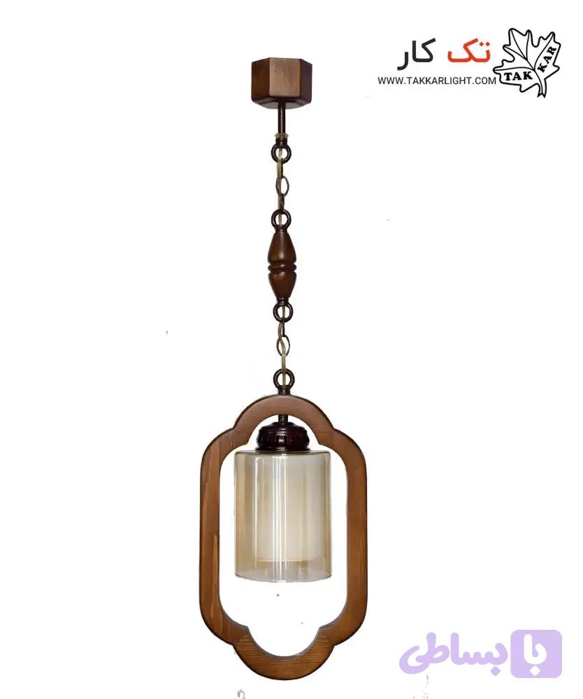 چراغ آویز چوبی 1 شعله سلین — تصویر 1