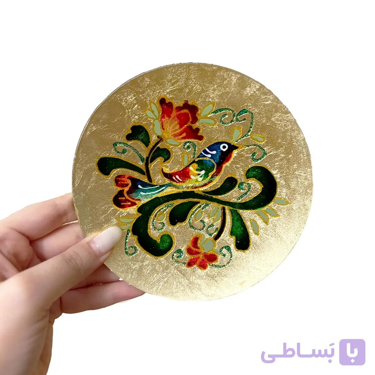 بشقاب دیواری ورق طلا طرح پرنده 14 سانتی کد 954 — تصویر 1