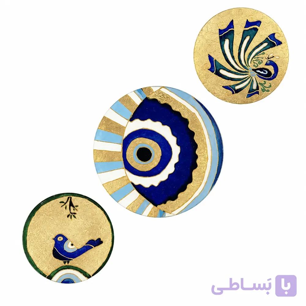 ست بشقاب دیوارکوب مدرن ورق طلا طرح چشم نظر کد 938 — تصویر 1