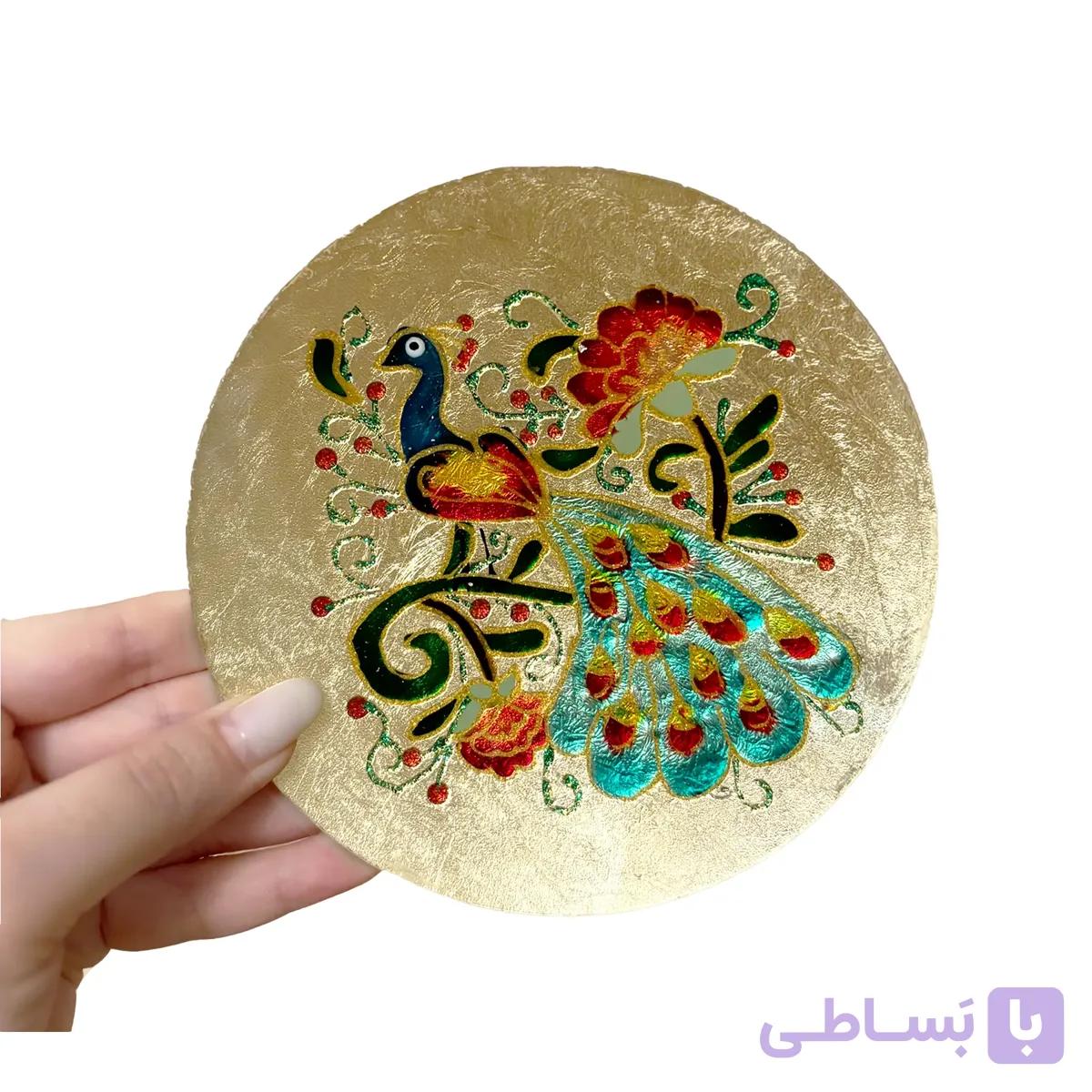 بشقاب دیوارکوب مدرن طرح پرنده ورق طلا 14 سانتی کد 955 — تصویر 1