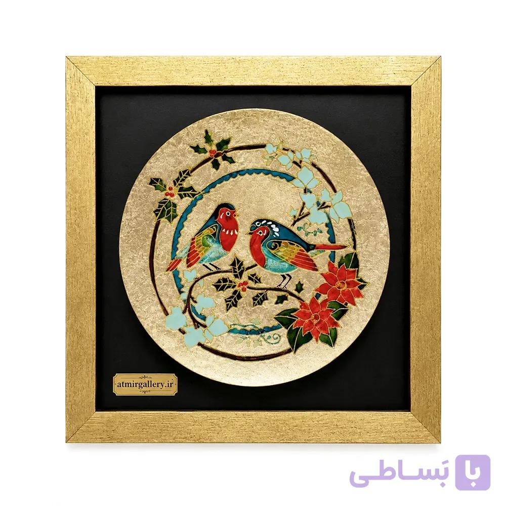 تابلو دکوراتیو مدرن ورق طلا طرح پرنده 33×33 سانتی کد 1165 — تصویر 1