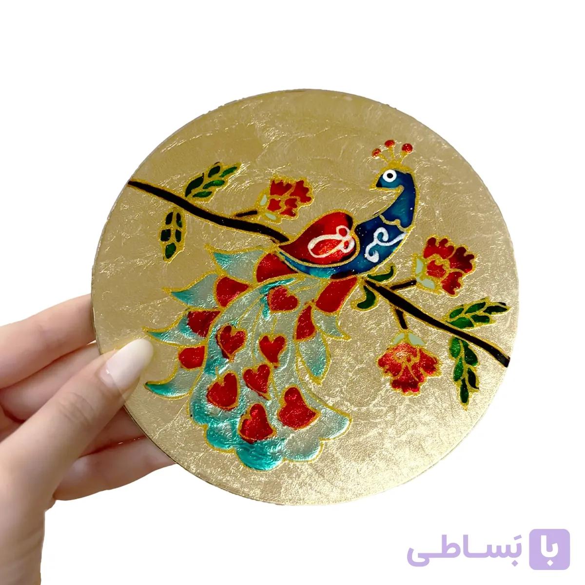 بشقاب دیوارکوب لوکس ورق طلا طرح پرنده 14 سانتی کد 956 — تصویر 1