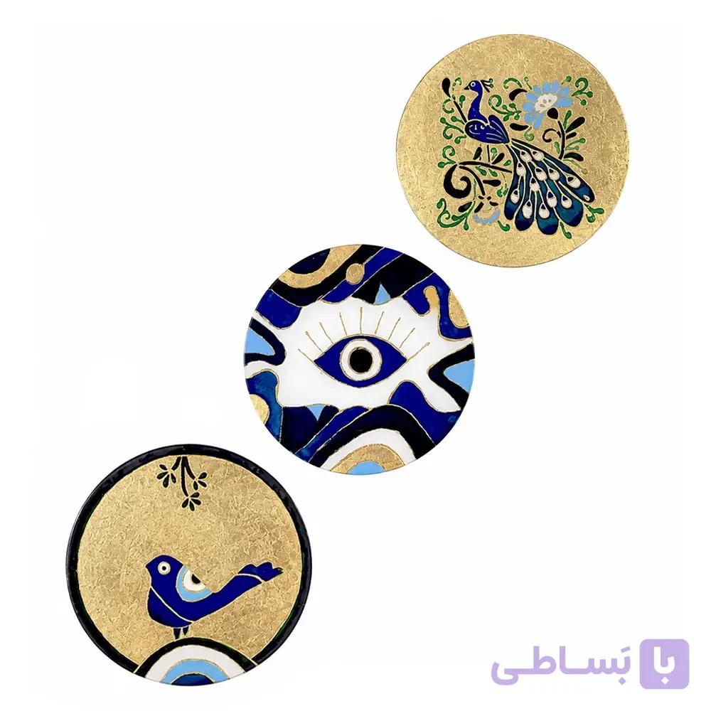 ست بشقاب دیوارکوب چشم زخم ورق طلا کد 937 — تصویر 1