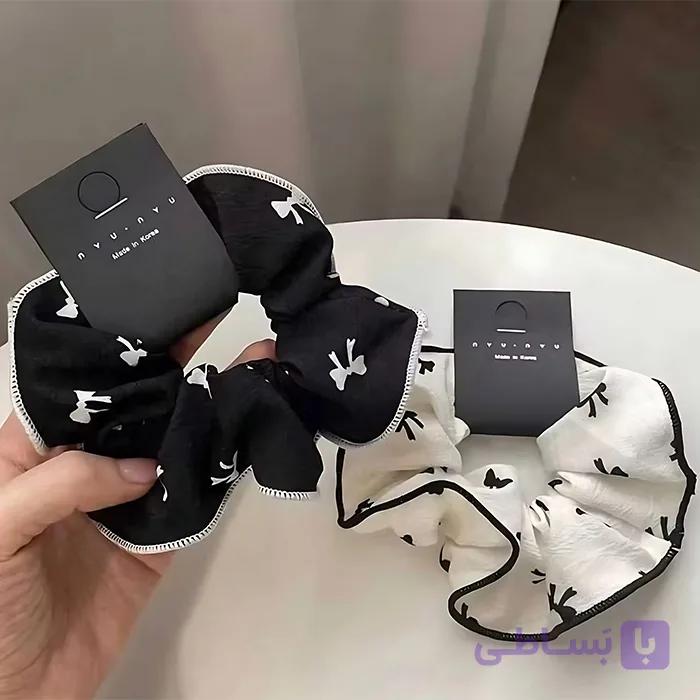 کش مو اسکرانچی طرح گل چهار برگ — تصویر 1