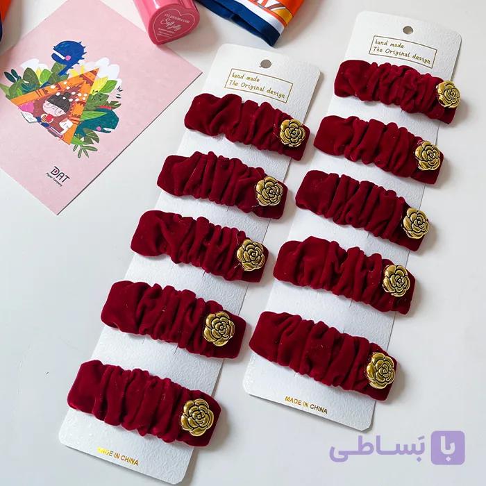 گیره تق تقی گل رز مخمل — تصویر 1