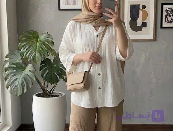 شومیز مانتویی یقه کتی جنس دبل کراش