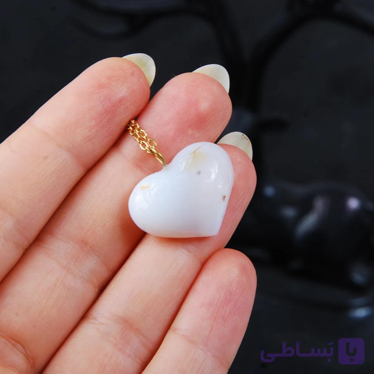 گردنبند قلب عقیق شجر قاصدکی 6.6گرم(همراه با زنجیر استیل رنگ ثابت) — تصویر 1