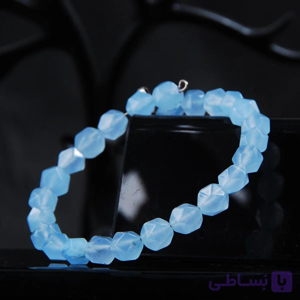 دستبند آکوامارین (Aquamarine) با تراش فست (سایز 8) — تصویر 1