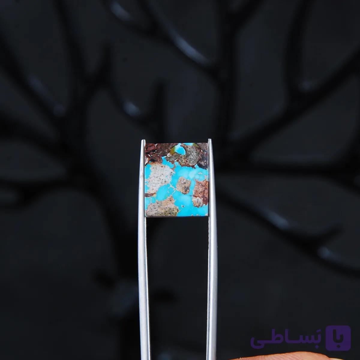 نگین فیروزه نیشابور آبی گوشت دار مربعی 1.44گرم — تصویر 1