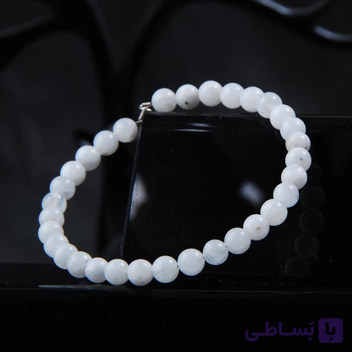 دستبند سنگ ماه (مون استون) النگویی (سایز 8 میل) — تصویر 1