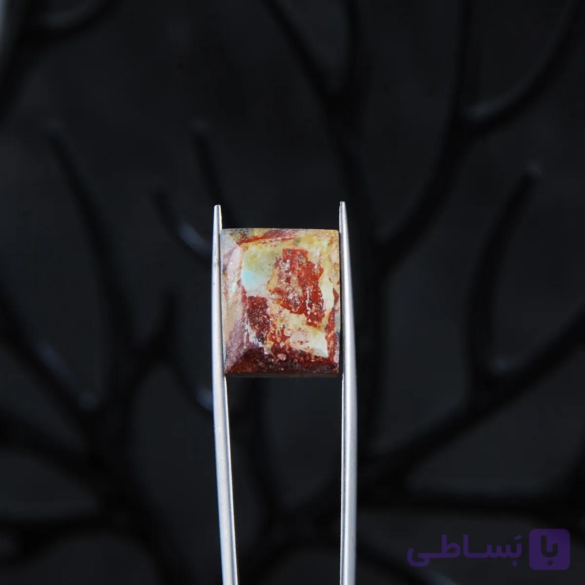 نگین فیروزه نیشابور رگه دار مربعی 3.44گرم — تصویر 1