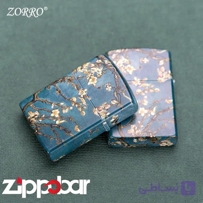 فندک بنزینی زورو طرح شکوفه بادام ونگوگ Zorro Van Gogh Almond Blossom — تصویر 1
