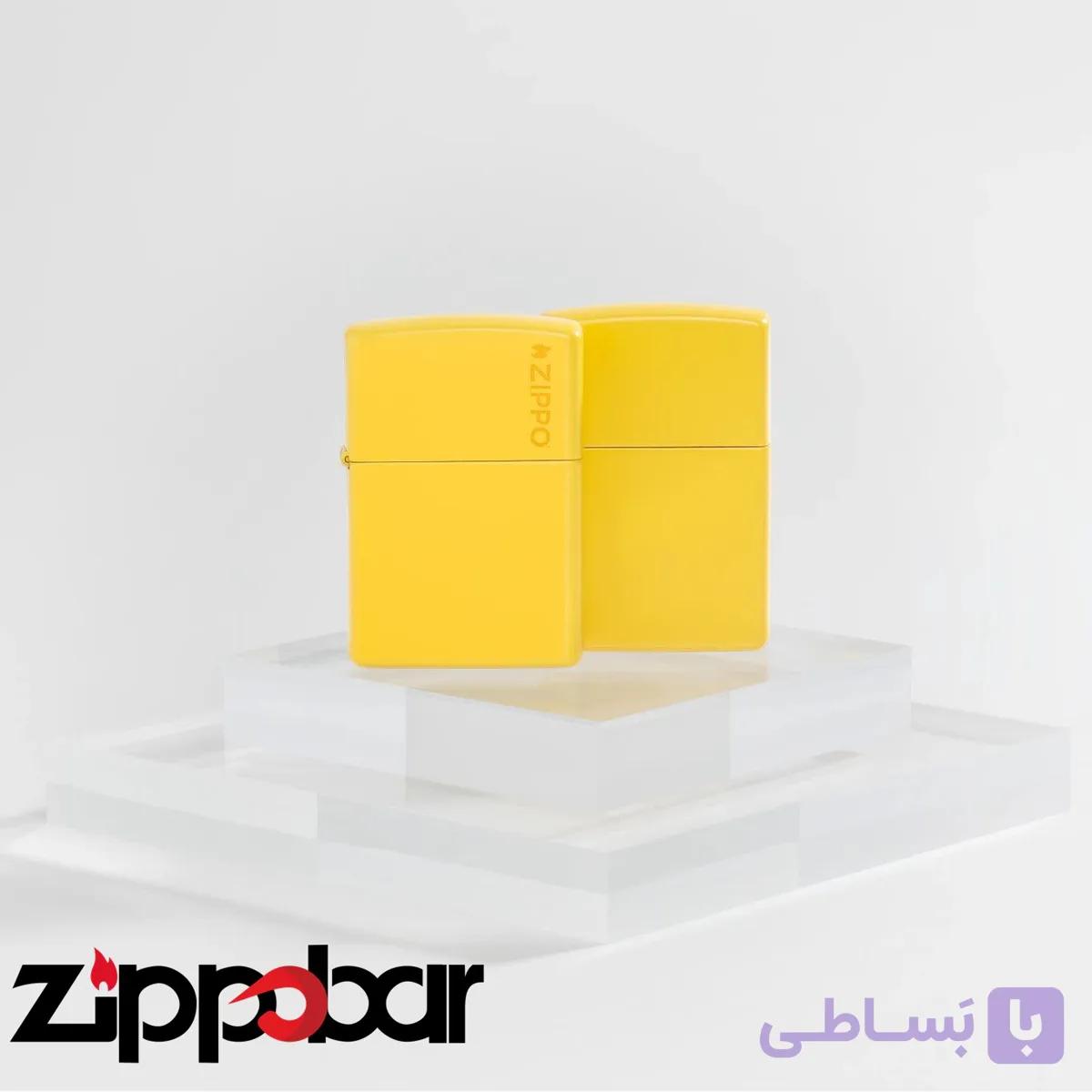 فندک زیپو اصل کد 46019 زیپو لوگو زرد مات – Zippo 46019Zl Sunflower Yellow — تصویر 1