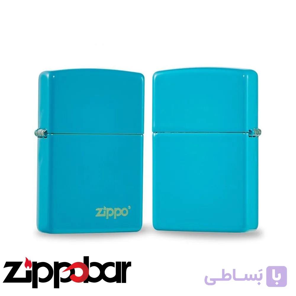 فندک زیپو اصل کد 49454 زیپو لوگو فیروزه ای – Zippo 49454Zl Turquoise — تصویر 1