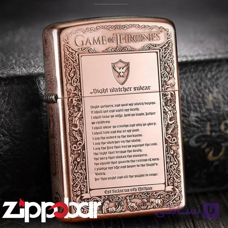 فندک بنزینی زورو طرح بازی تاج و تخت مسی Zorro Game Of Thrones Copper — تصویر 1